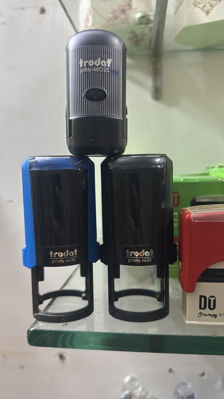 Trodat Printy self-inking stamps on the shop shelf